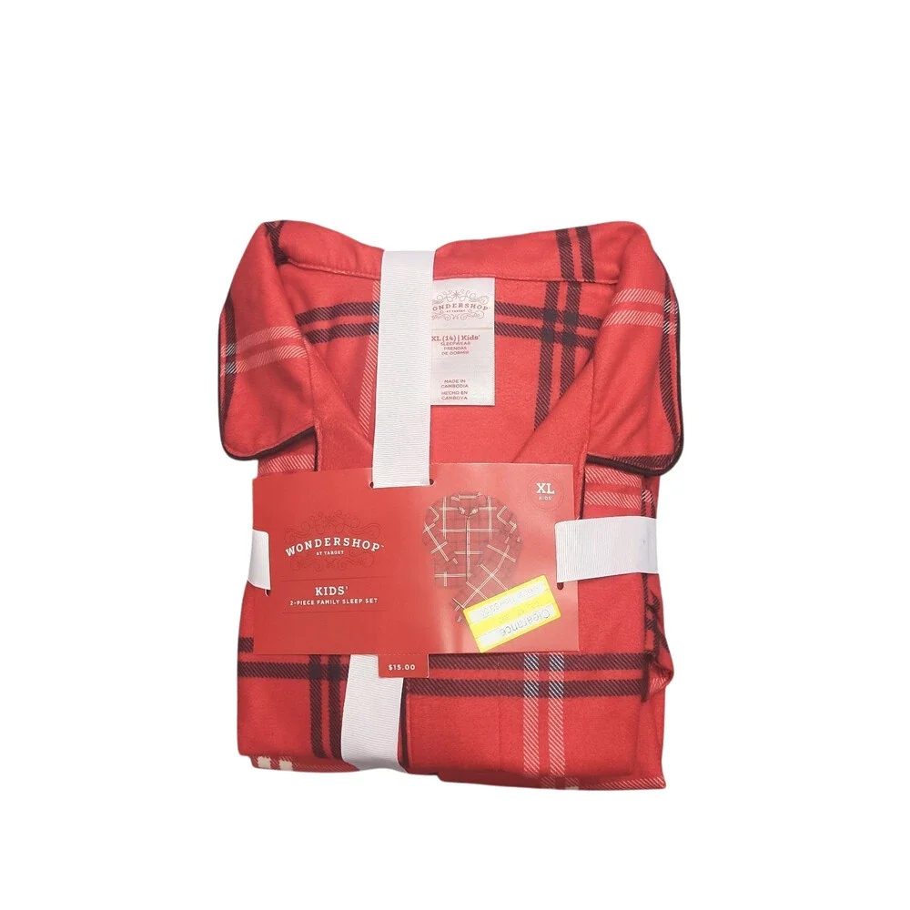 Kids' Plaid Matching Family Pajama Set - Wondershop Red Size X-Large 14
